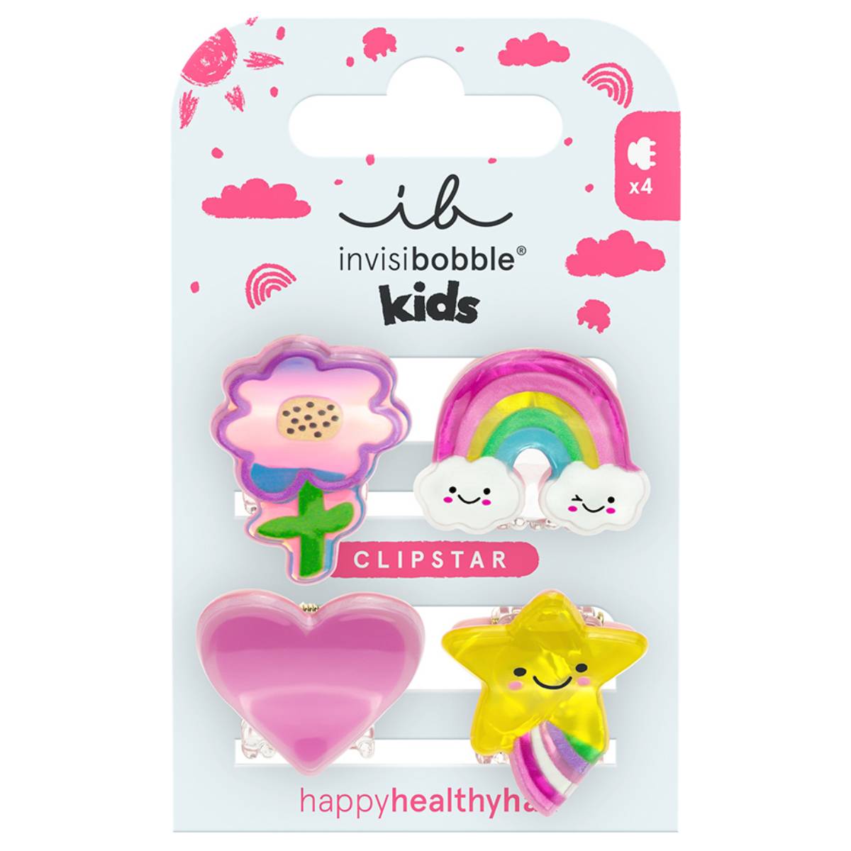 Инвизибабл Мини заколки-крабики для волос детские Happy World, 4 шт (Invisibobble, Clipstar) фото 0