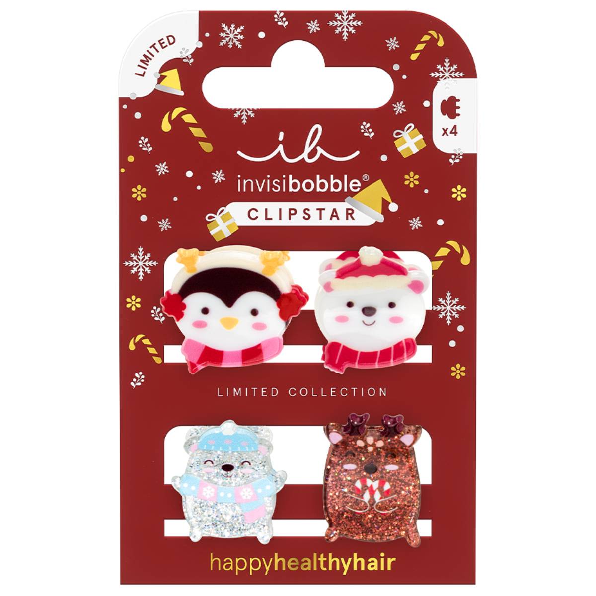 Инвизибабл Мини заколки-крабики для волос детские Cozy Snowy Friends, 4 шт (Invisibobble, Clipstar) фото 0