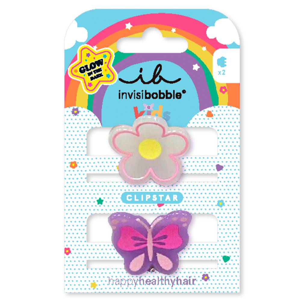 Инвизибабл Мини заколки-крабики для волос Glow Kids Happy Flower, 2 шт (Invisibobble, Clipstar) фото 0