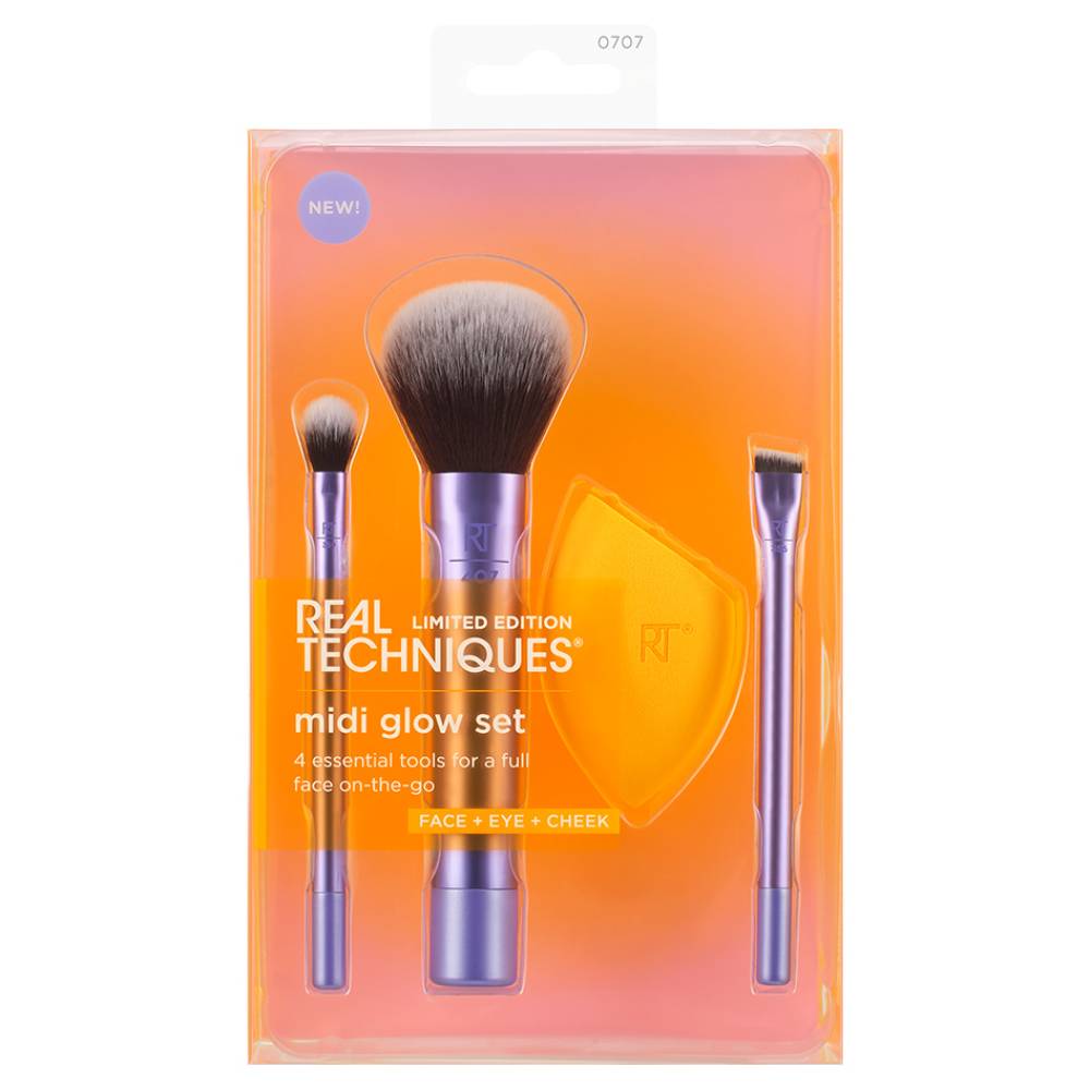 Реал Техникс Набор кистей и спонж для макияжа Midi Glow Set (Real Techniques, Night Brights) фото 3