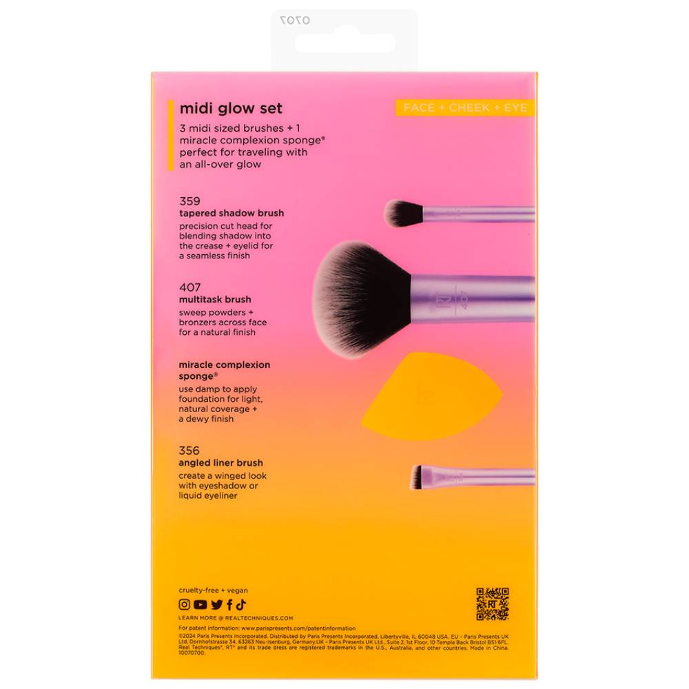 Реал Техникс Набор кистей и спонж для макияжа Midi Glow Set (Real Techniques, Night Brights) фото 4