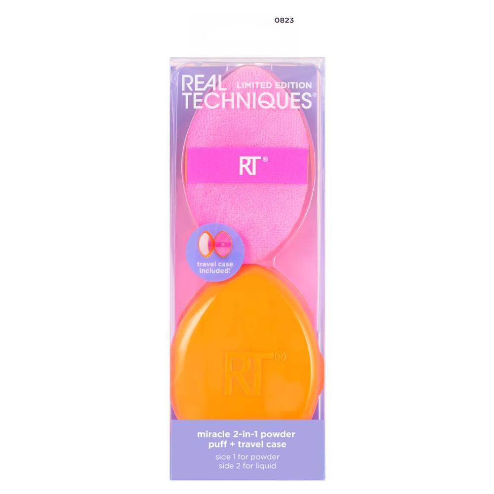 Реал Техникс Двусторонняя пуховка для пудры 2а1 Miracle Powder Puff c футляром (Real Techniques, Night Brights) фото 3