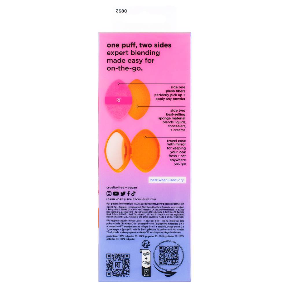 Реал Техникс Двусторонняя пуховка для пудры 2а1 Miracle Powder Puff c футляром (Real Techniques, Night Brights) фото 4