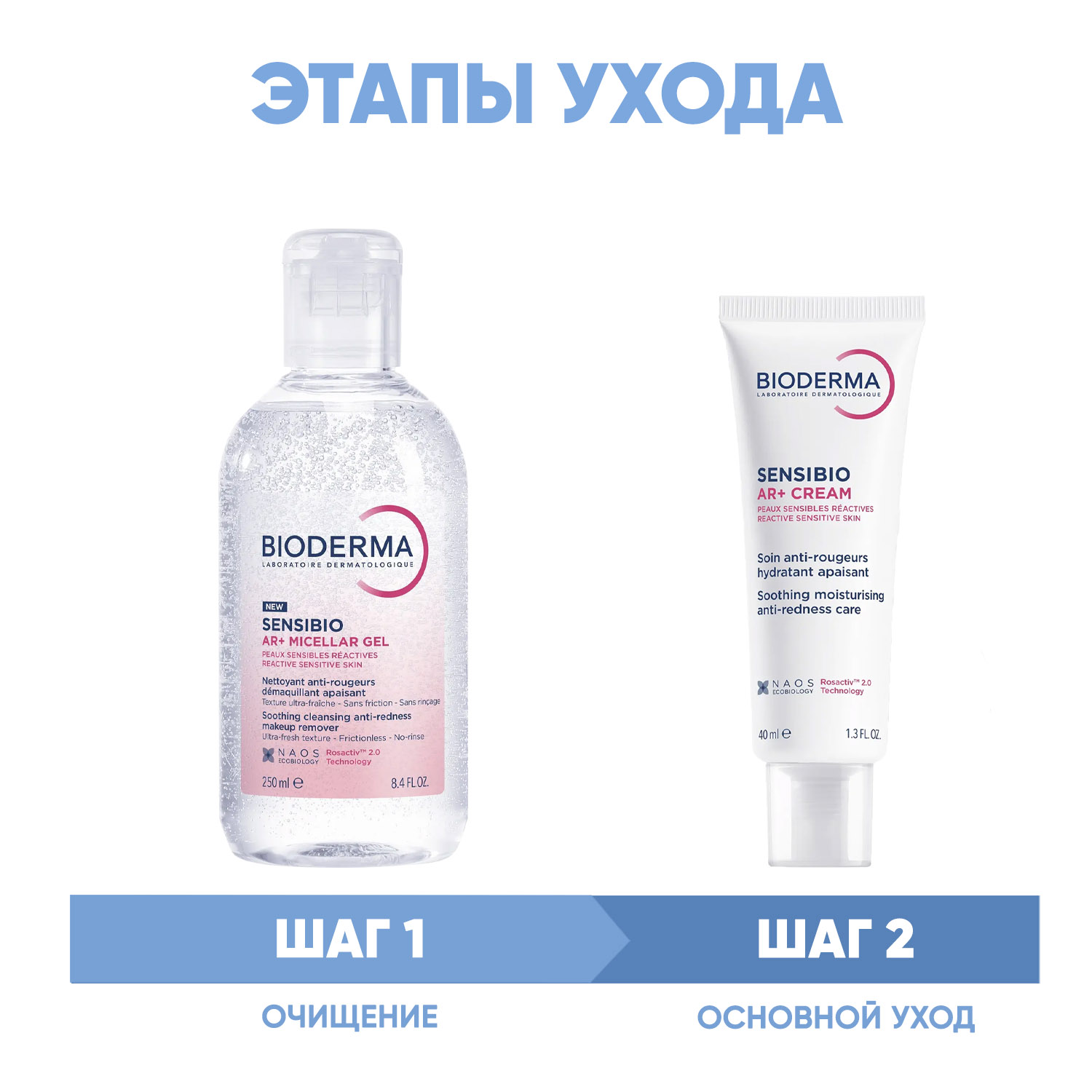 Биодерма Программа Sensibio AR очищение и основной уход: мицеллярный гель 250 мл + крем 40 мл (Bioderma, Sensibio) фото 1