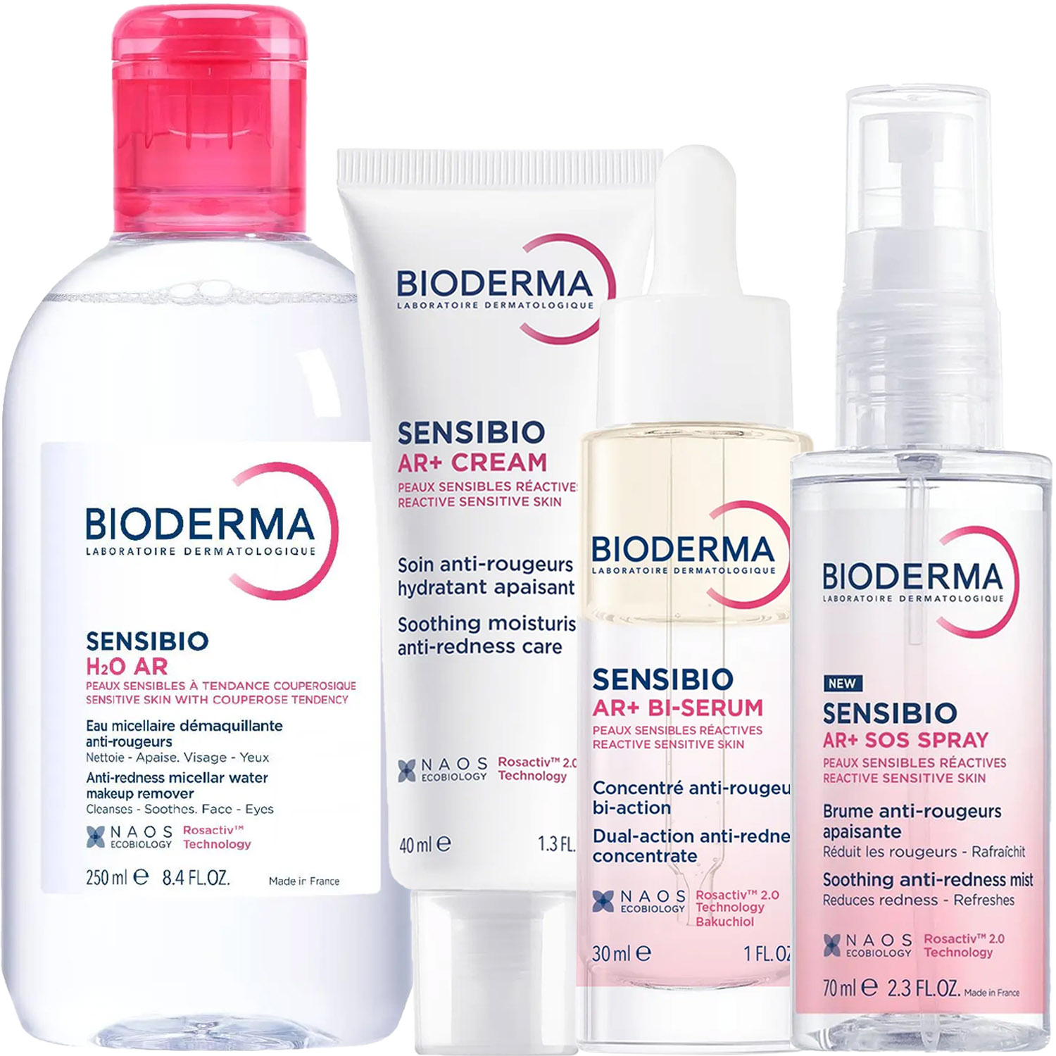 Биодерма Программа Sensibio AR комплексный уход: мицеллярная вода 250 мл + крем 40 мл + сыворотка 30 мл + SOS спрей 70 мл (Bioderma, Sensibio) фото 5