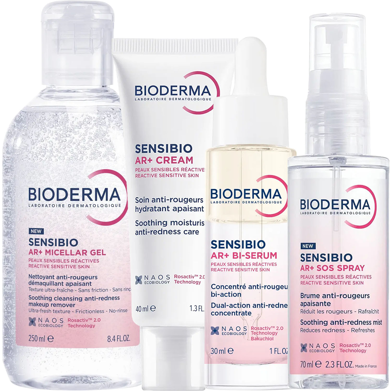 Биодерма Программа Sensibio AR комплексный уход: мицеллярный гель 250 мл + крем 40 мл + сыворотка 30 мл + SOS спрей 70 мл (Bioderma, Sensibio) фото 5