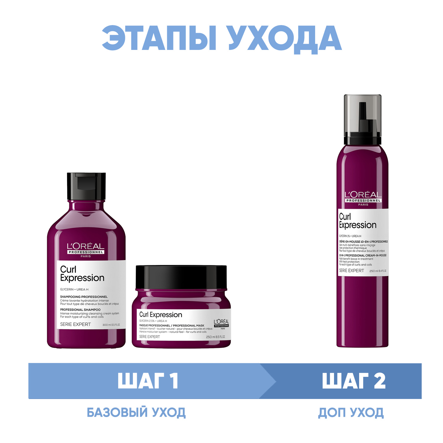 Лореаль Профессионель Программа Curl Expression комплесный уход: шампунь 300 мл + маска 250 мл + крем-мусс 250 мл (L'oreal Professionnel, Serie Expert) фото 1