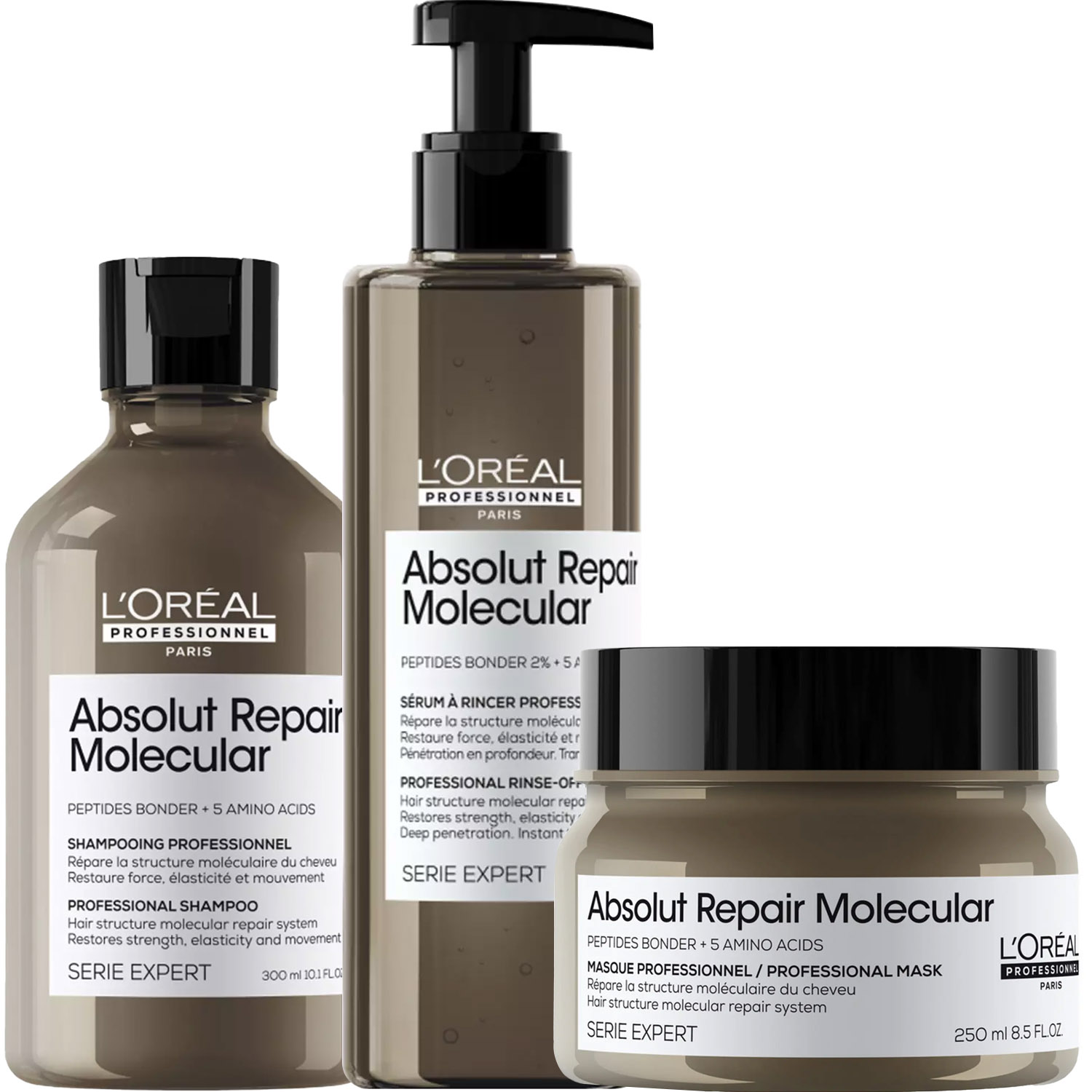 Лореаль Профессионель Программа Absolut Repair Molecular комплексный уход: шампунь 300 мл + сыворотка 250 мл + маска 250 мл (L'oreal Professionnel, Serie Expert) фото 5