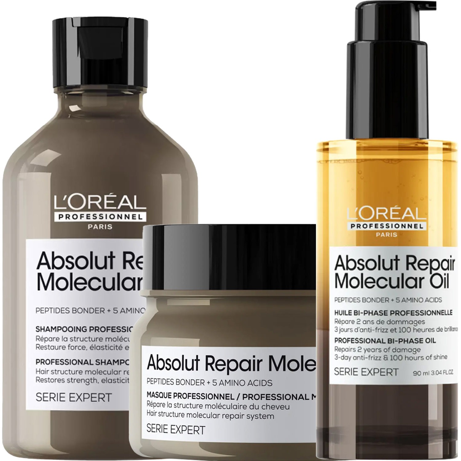 Лореаль Профессионель Программа Absolut Repair Molecular комплексный уход: шампунь 300 мл + маска 250 мл + масло 90 мл (L'oreal Professionnel, Serie Expert) фото 5