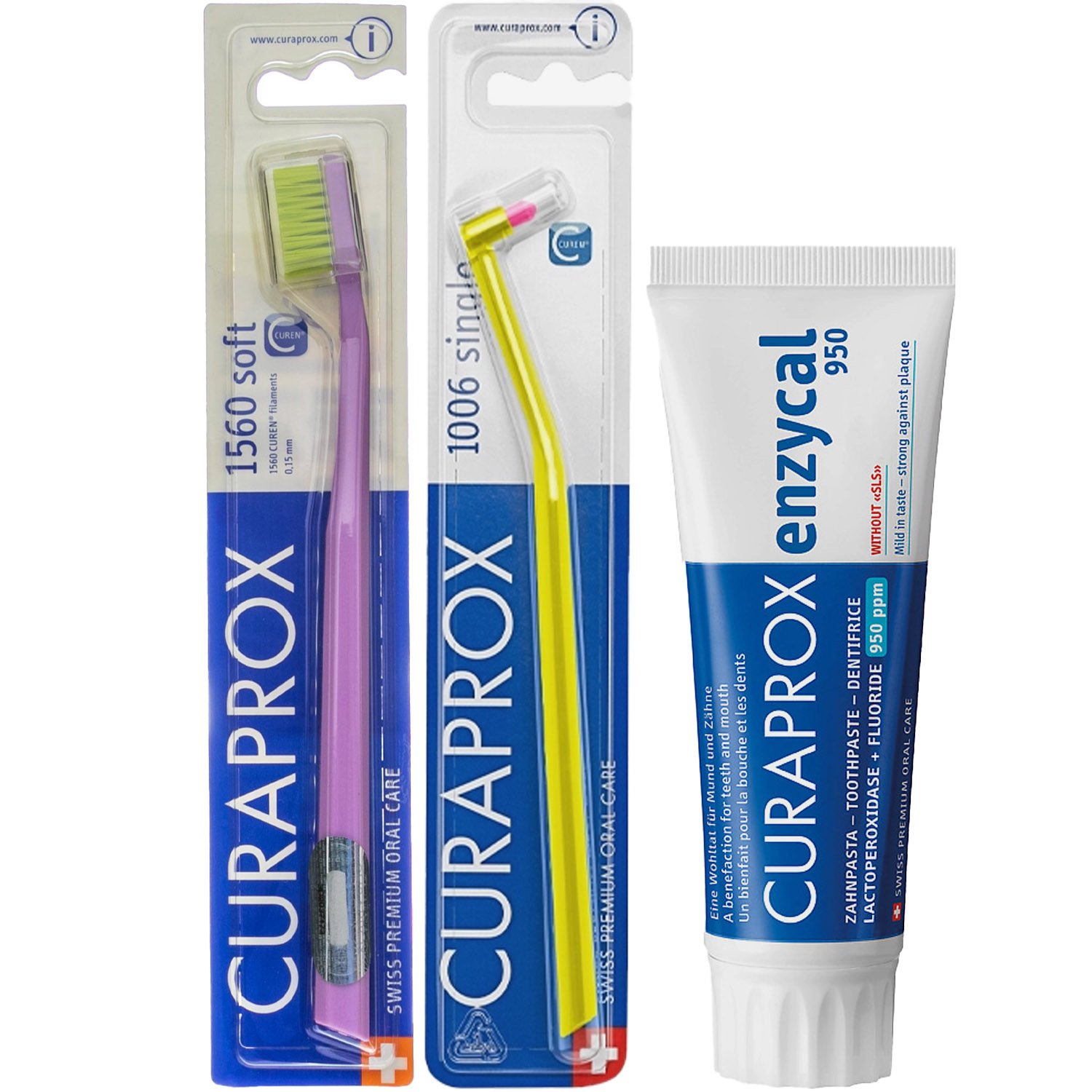 Курапрокс Программа Enzycal комплексный уход: зубная щетка Soft + зубная паста 75 мл + монопучковая щетка 6 мм (Curaprox, Зубные био-пасты) фото 2