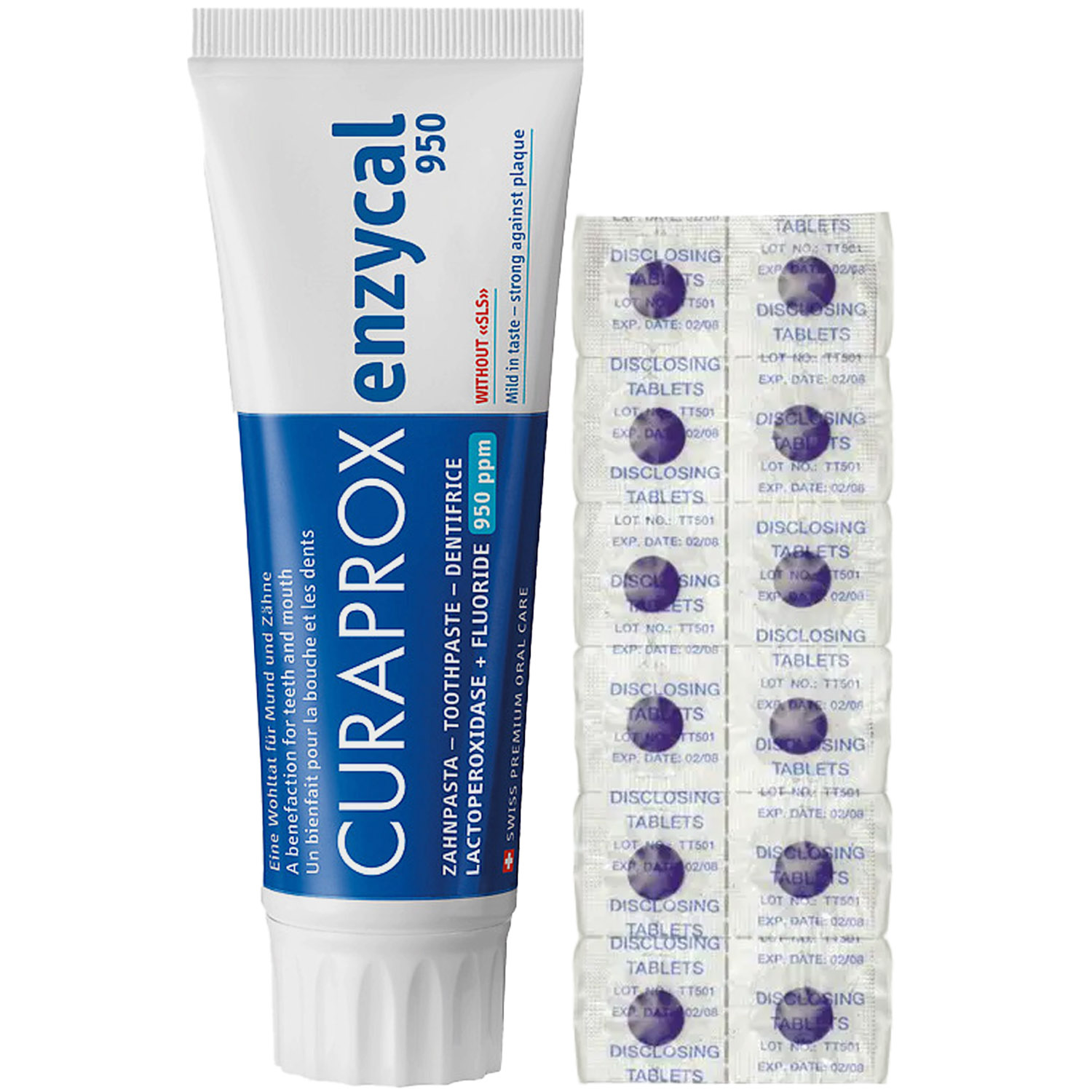 Курапрокс Программа Enzycal очищение: зубная паста 75 мл + таблетки для индикации налета 12 шт (Curaprox, Зубные био-пасты) фото 2