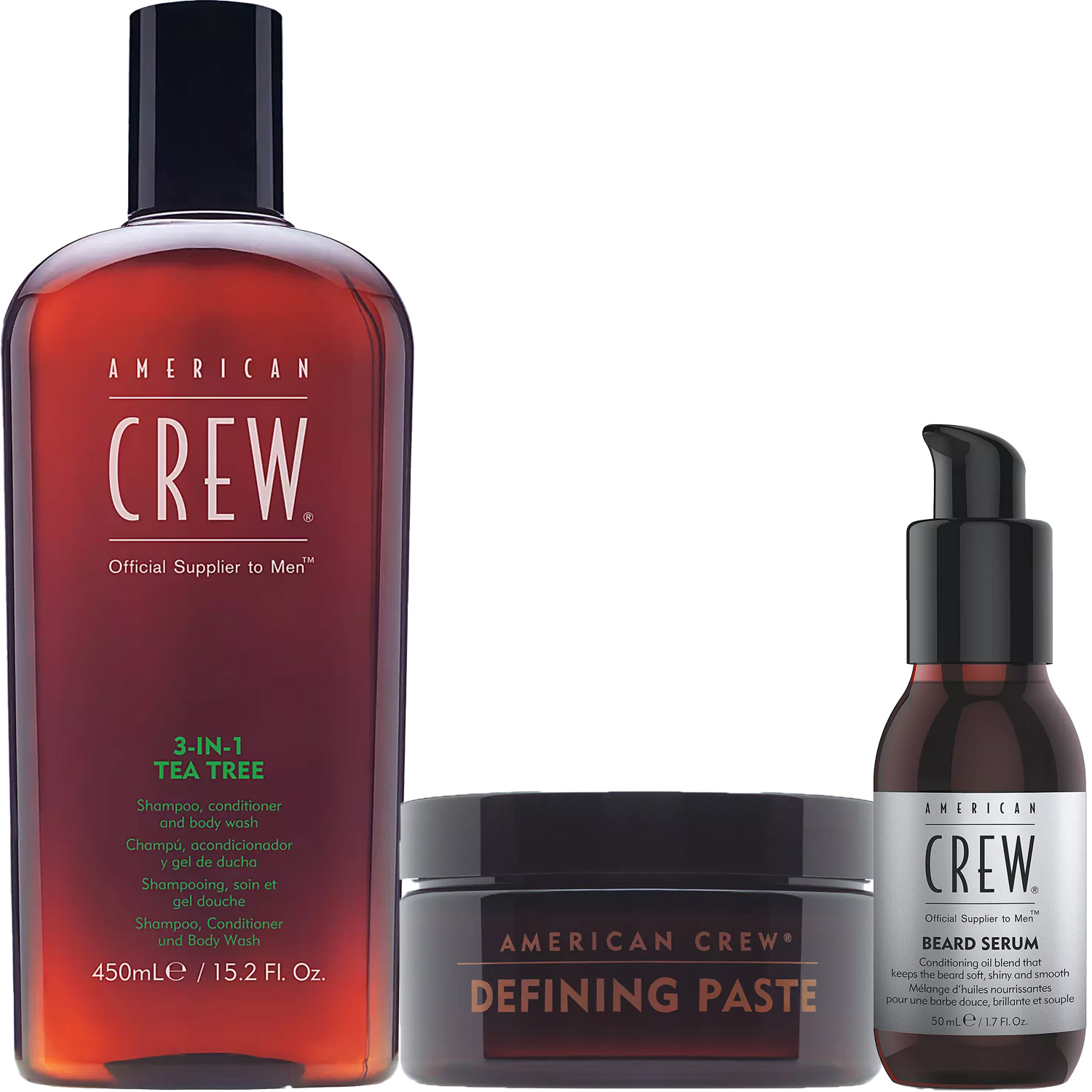 Американ Крю Программа Men комплексный уход: средство 3в1 450 мл + паста для укладки 85 г + сыворотка 50 мл (American Crew, Hair&Body) фото 2
