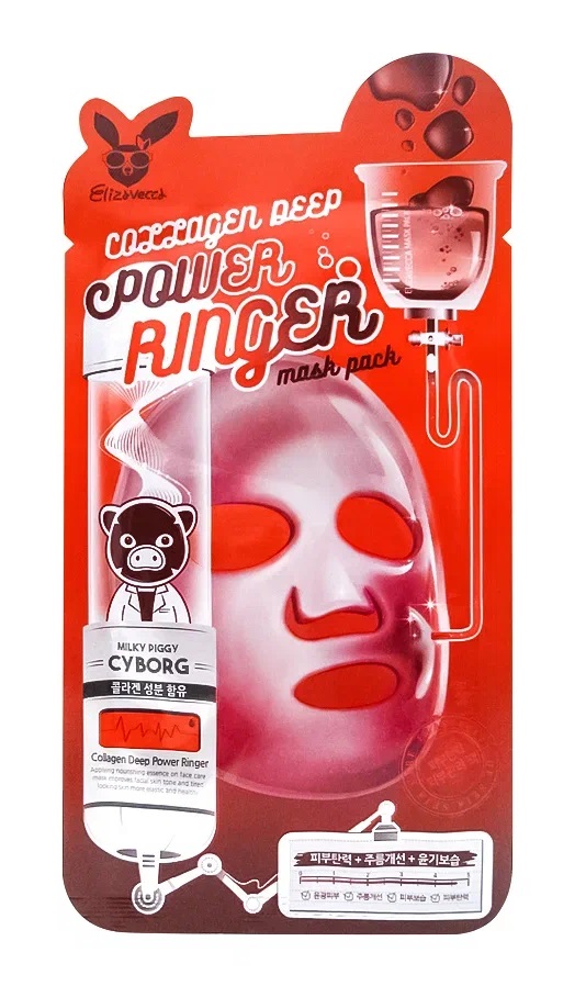 Elizavecca Укрепляющая тканевая маска с коллагеном, 23 мл (Elizavecca, Power Ringer) цена и фото