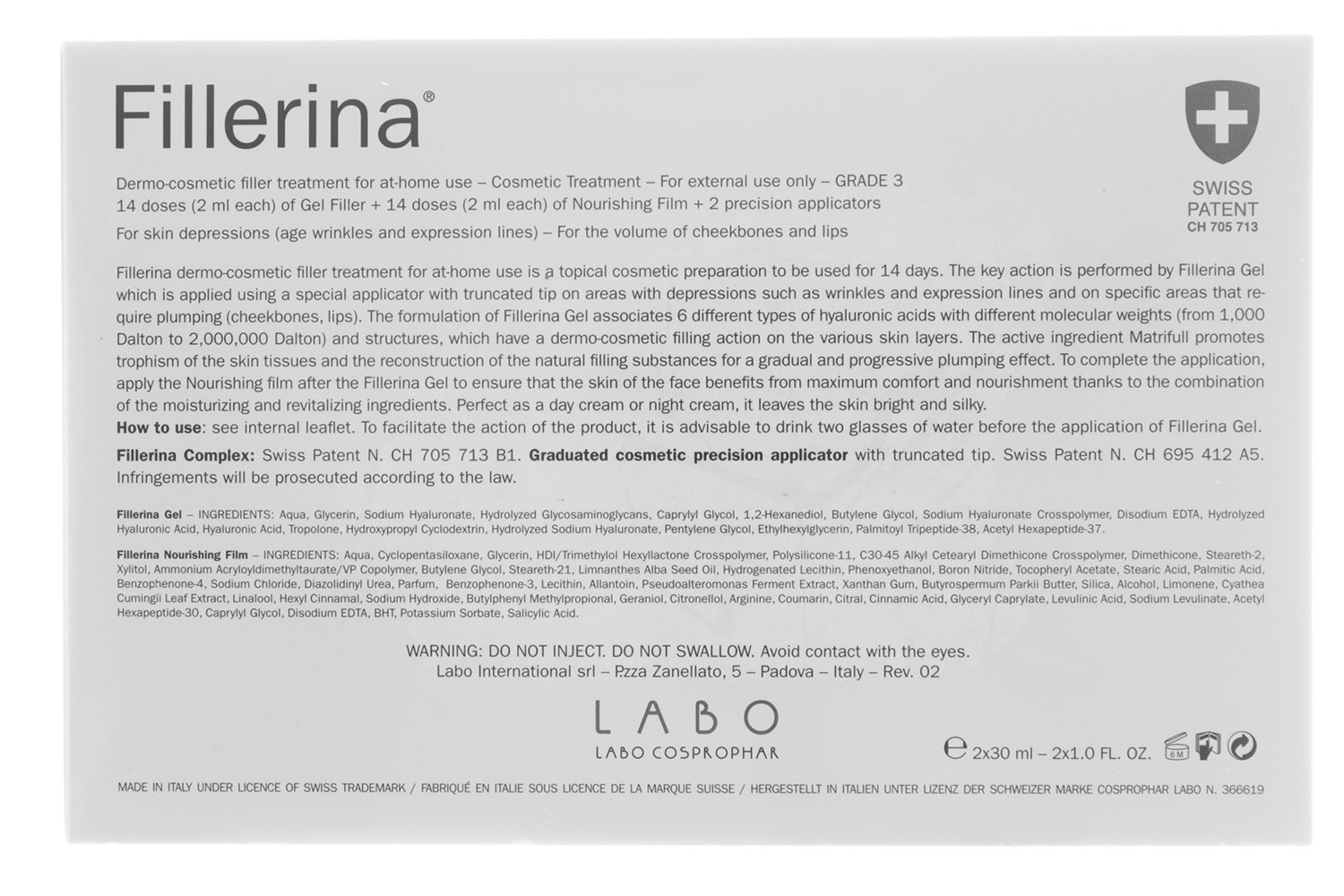 Филлерина Косметический набор 3 уровень: филлер 30 мл + крем 30 мл, 1 шт (Fillerina, Step3) фото 2