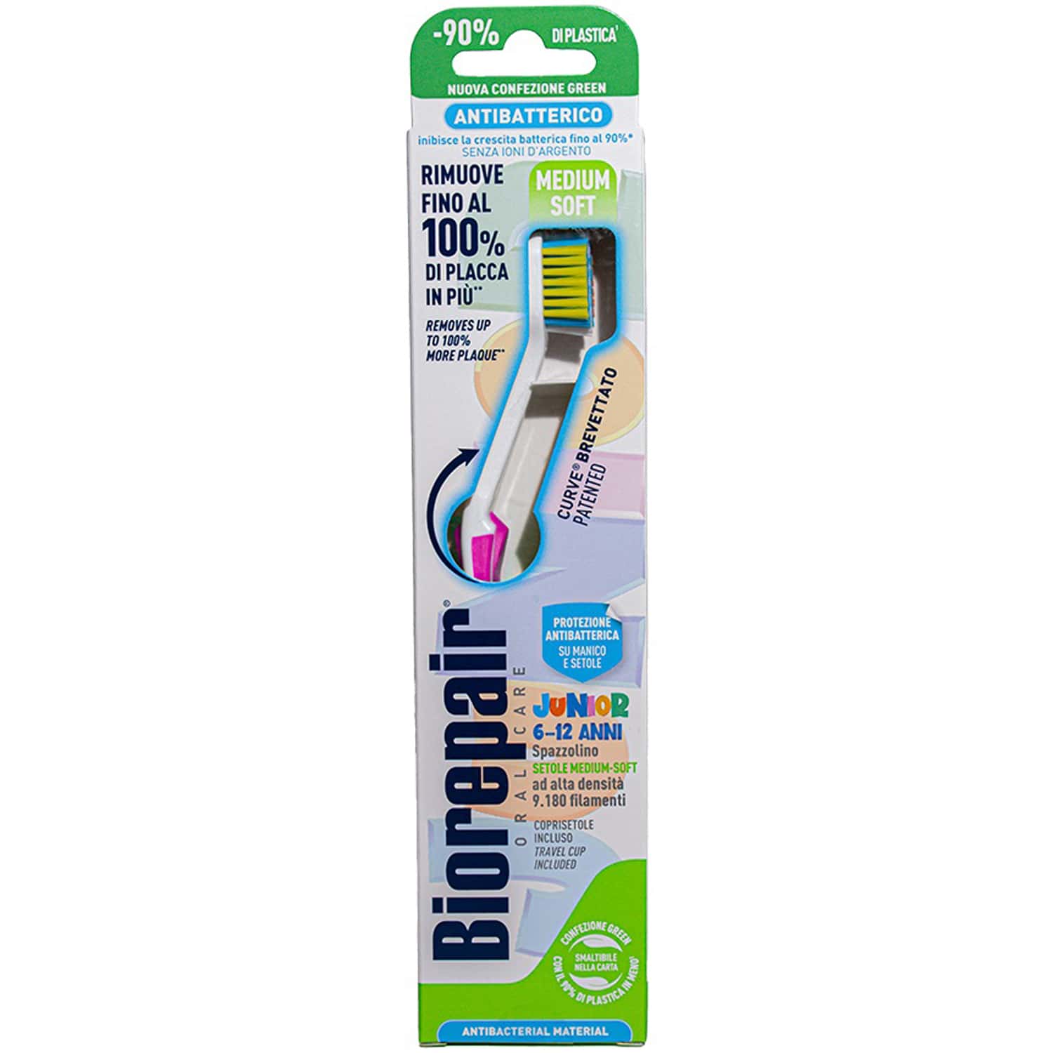 Биорепейр Зубная щетка изогнутая детская, с 6 до 12 лет, средней мягкости, 1 шт (Biorepair, Детская гамма) фото 3