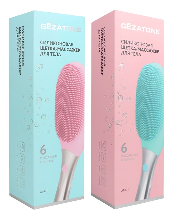 Жезатон Массажная щетка для тела AMG111, розовая (Gezatone, Массажеры для тела) фото 1