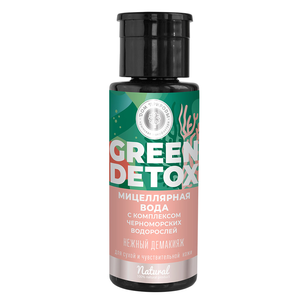 Дом природы Мицеллярная вода Green Detox  с комплексом черноморских водорослей Нежный демакияж для сухой и чувствительной кожи, 150 г (Дом природы, Green Detox)