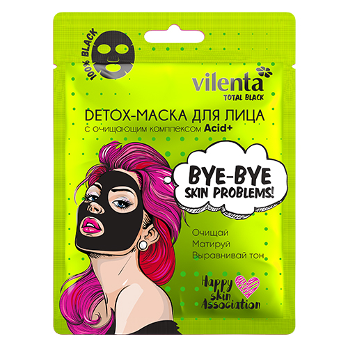 Вилента Detox-маска для лица BYE-BYE, SKIN PROBLEMS! с очищающим комплексом Acid+, 25 г (Vilenta, TOTAL BLACK) фото 0