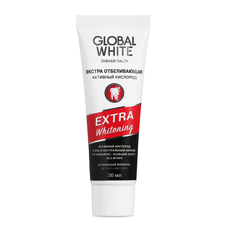 Глобал Уайт Отбеливающая зубная паста Extra Whitening, 30 мл (Global White, Подготовка к отбеливанию) фото 3