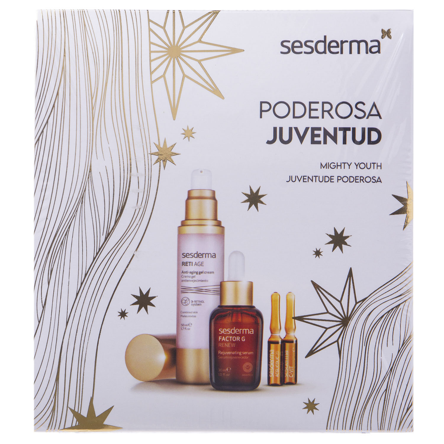 Сесдерма Подарочный набор: сыворотка 30 мл + крем-гель 50 мл + ампулы 2 х 1,5 мл + ампулы 3 х 1,5 мл (Sesderma, Factor G) фото 2