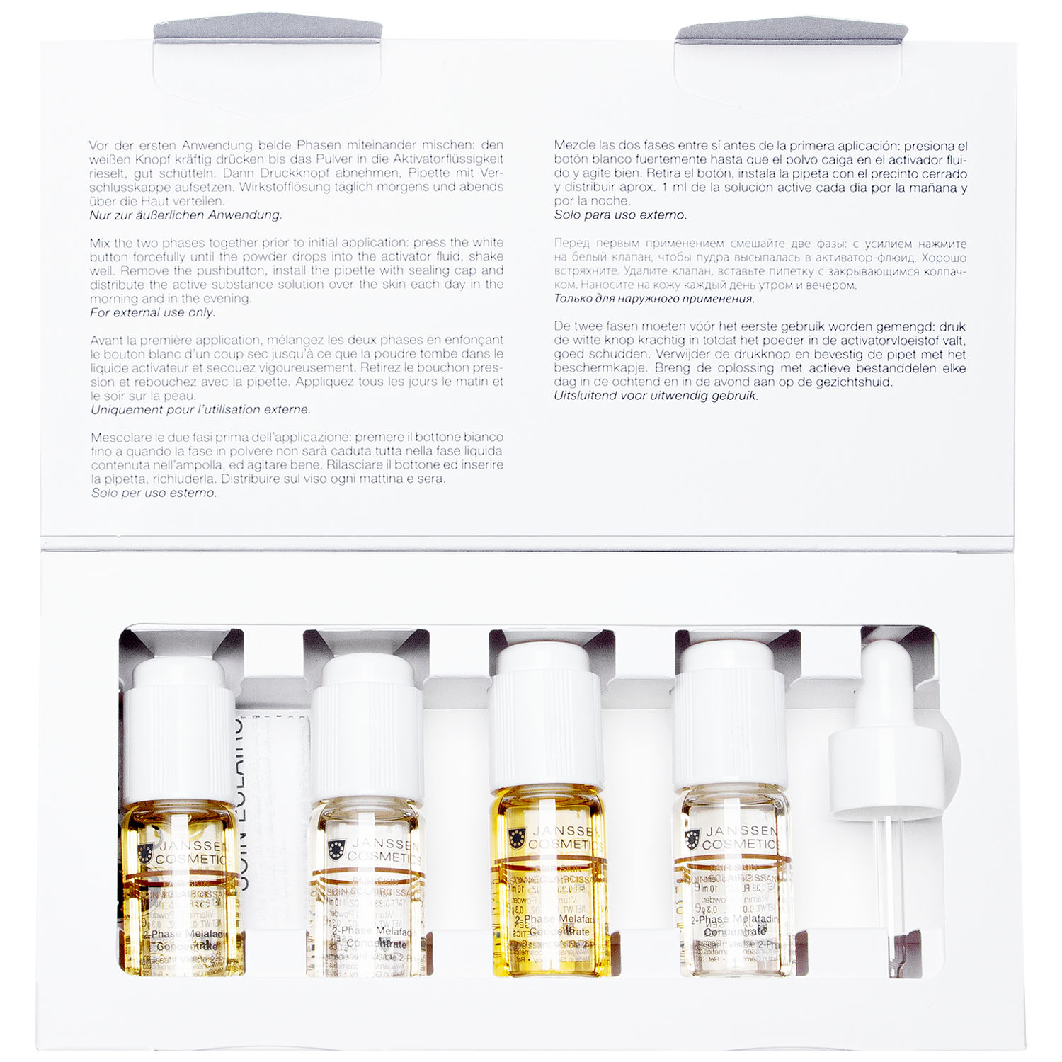 Янсен Косметикс Двухфазный осветляющий комплекс 2-Phase Melafadin Concentrate, 4 х 10 мл (Janssen Cosmetics, Fair Skin) фото 1