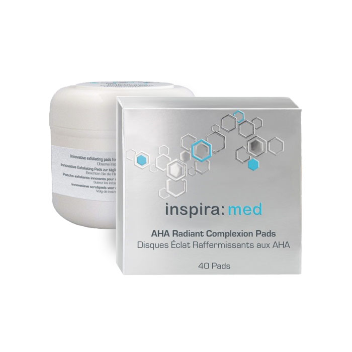 Inspira Cosmetics Эксфолиирующие диски ежедневного использования с AHA-кислотами для обновления и сияния кожи AHA Radiant Complexion Pads, 40 шт (Inspira Cosmetics, Inspira Med)