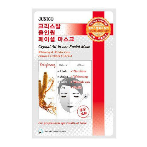 Миджин Маска тканевая c красным женьшенем Junico Crystal All-in-one Facial Mask Red ginseng, 1 шт (Mijin, Junico) фото 0