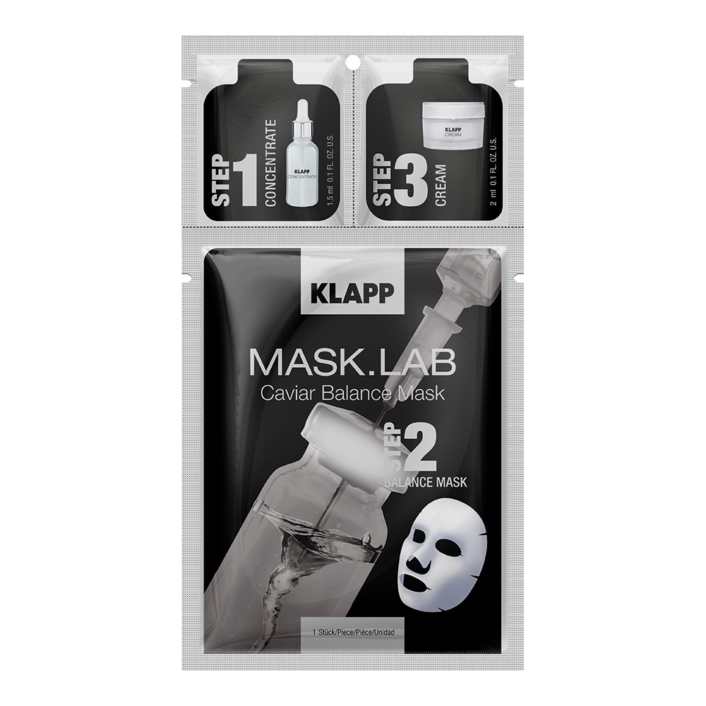 Klapp 3-х компонентный набор с экстрактом черной икры концентрат, маска, крем Caviar Balance Mask, 1 шт. фото