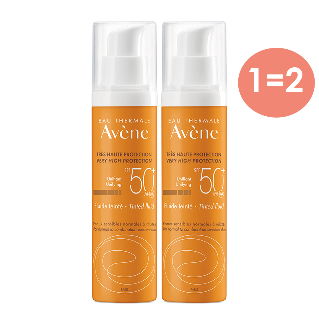 Авен Солнцезащитный флюид с тонирующим эффектом SPF 50, 50 мл х 2 шт. (Avene, Suncare) фото 0