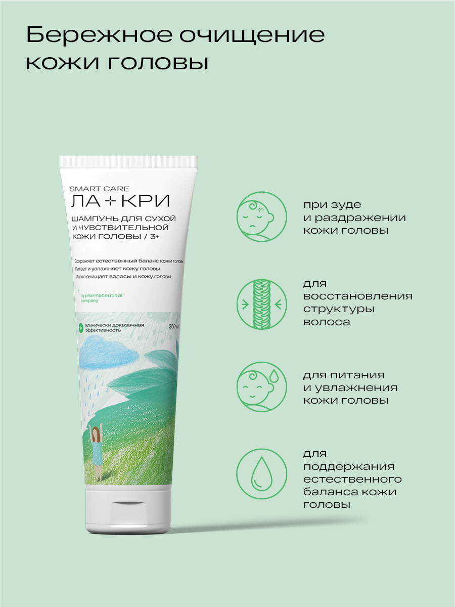 Ла-Кри Шампунь для сухой и чувствительной кожи головы 3+, 250 мл (Ла-Кри, Smart Care) фото 4