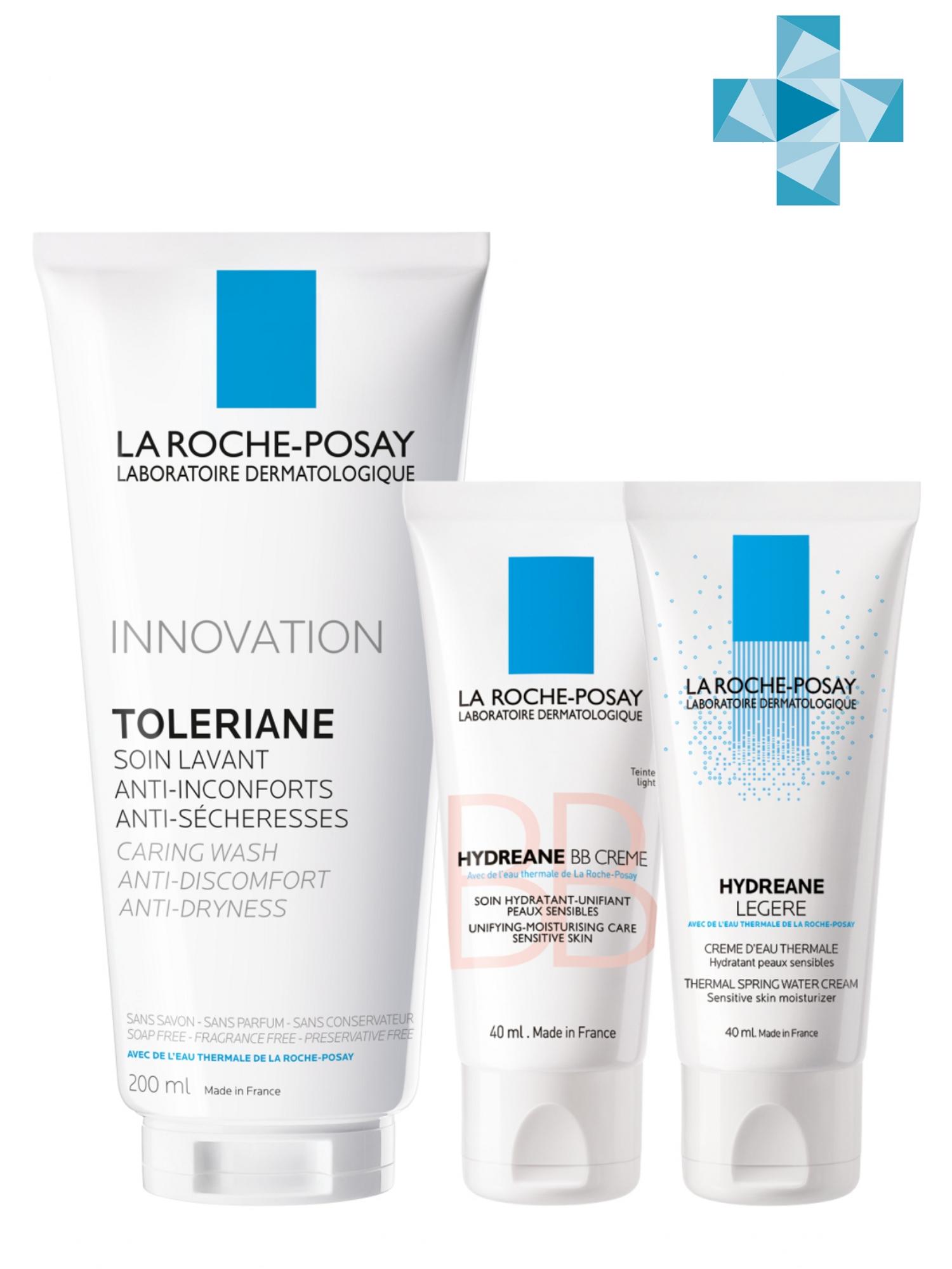 Ля Рош Позе Набор: Hydreane Legere 40 мл + Hydreane BB Light 40 мл + Toleriane gel 200 мл (La Roche-Posay, Hydreane) фото 0