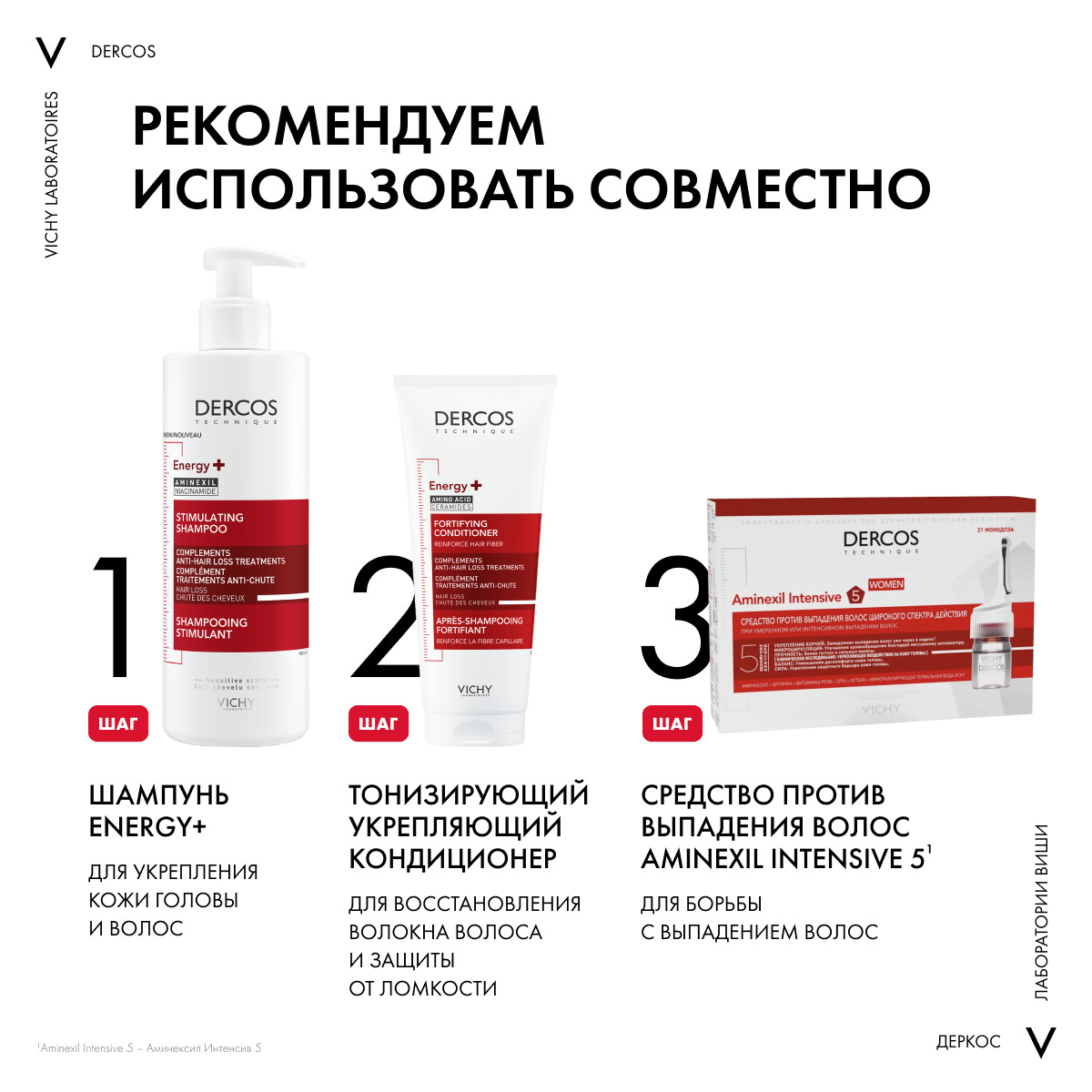 Виши Тонизирующий шампунь против выпадения волос, 400 мл (Vichy, Dercos) фото 3