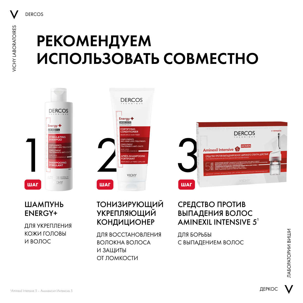 Виши Средство против выпадения волос для женщин Intensive 5, 21 монодоза (Vichy, Dercos Aminexil) фото 6