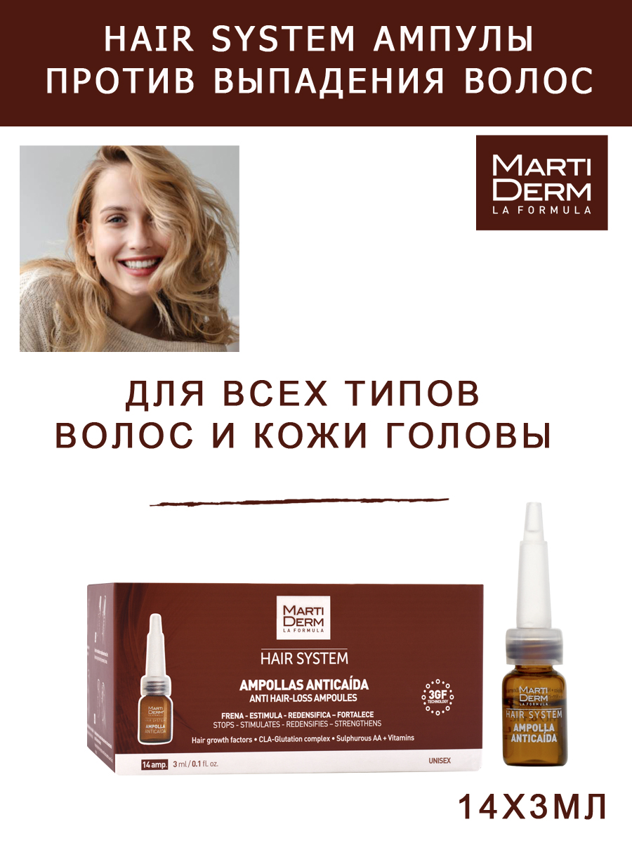 Мартидерм Ампулы против выпадения волос 14 х 3 мл (Martiderm, Hair System) фото 1