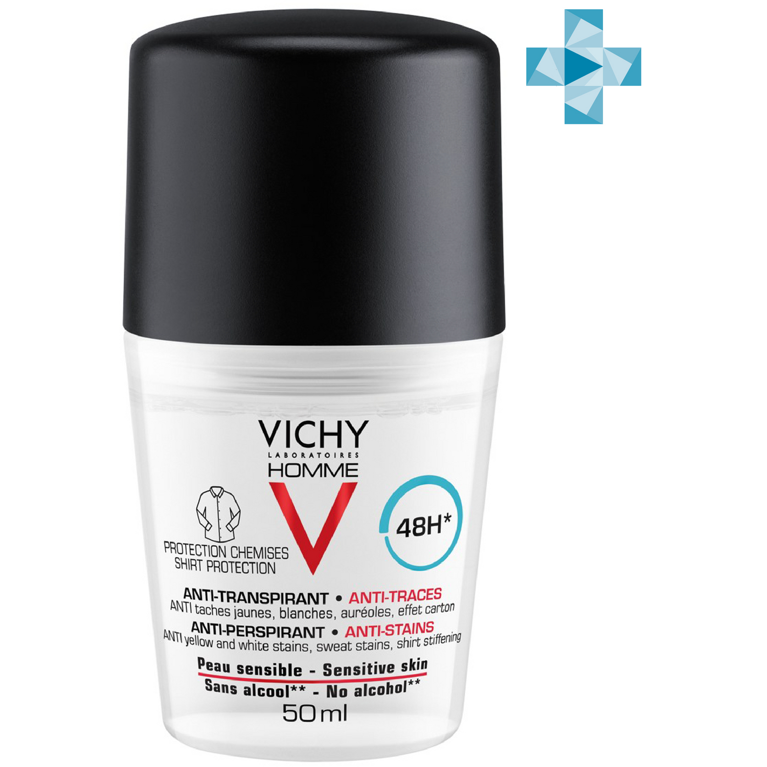 дезодорант антиперспирант защита от пятен vichy homme 48h Vichy Шариковый дезодорант-антиперспирант защита от пятен 48 часов, 50 мл (Vichy, Vichy Homme)