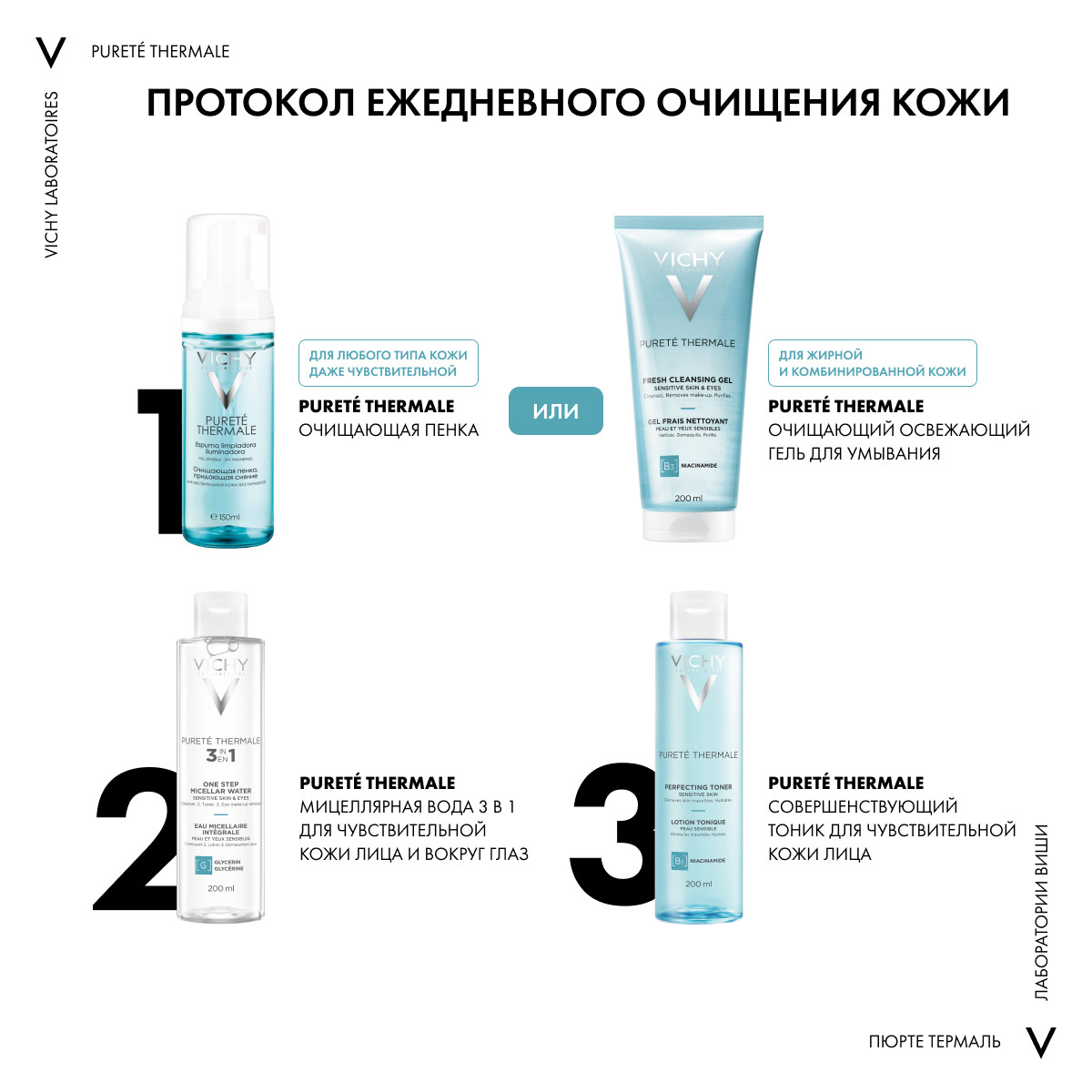 Виши Мицеллярная вода универсальная для чувствительной кожи лица и вокруг глаз, 200 мл (Vichy, Purete Thermal) фото 10