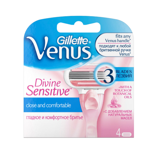 Жиллетт Сменные кассеты Venus Divine Sensitive 4 шт (Gillette, Бритвы и лезвия) фото 0