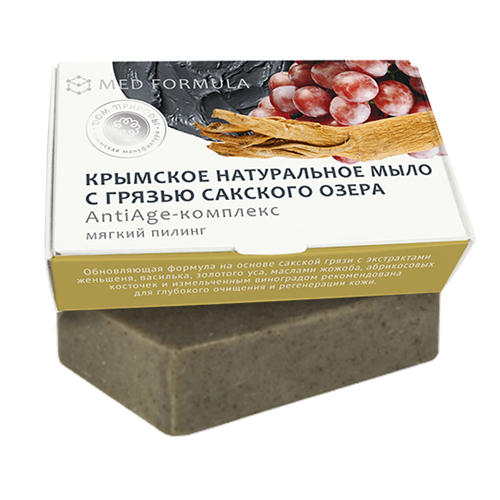  Мыло на основе грязи Сакского озера AntiAge-Комплекс, 100 гр (Дом природы, MED formula) фото 0