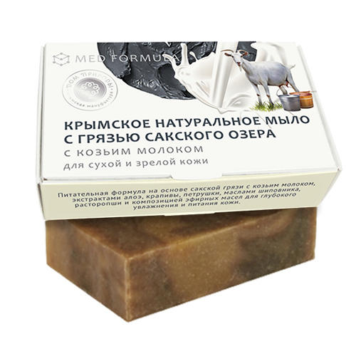  Мыло на основе грязи Сакского озера на козьем молоке, 100 гр (Дом природы, MED formula) фото 0