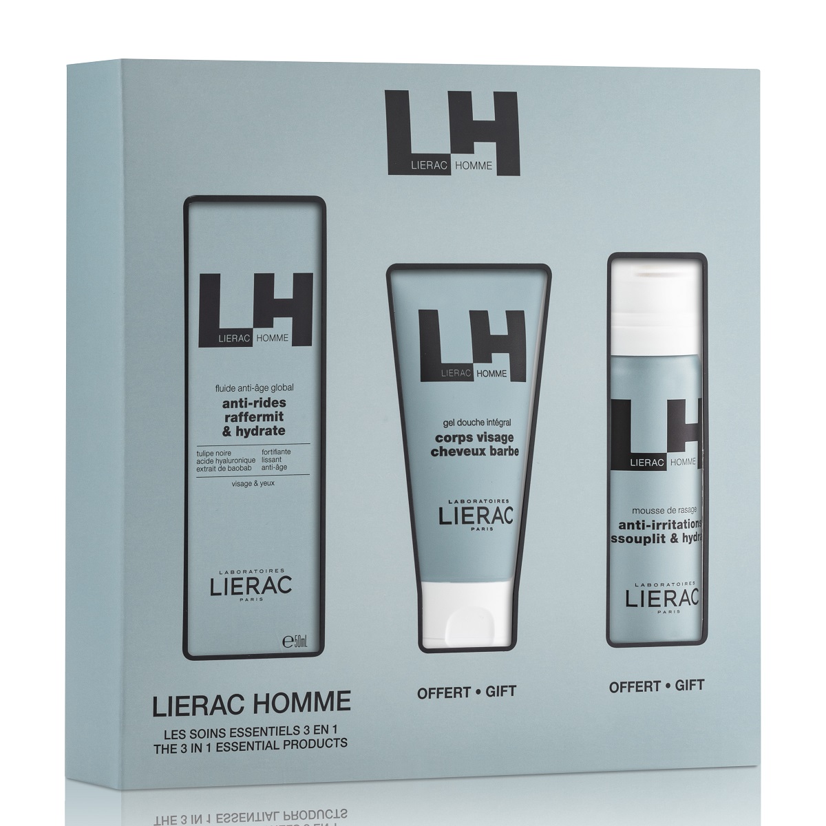 

Lierac Подарочный набор для мужчин 3-в-1: пена и флюид для бритья 2х50 мл + гель для душа 50 мл (Lierac, Lierac Homme), Lierac Homme