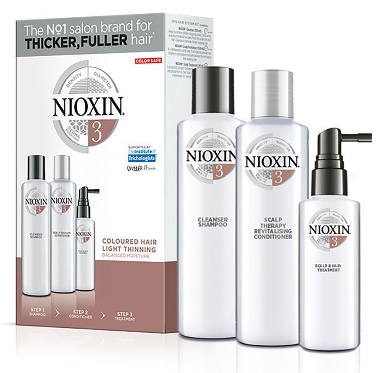 Nioxin Набор 3-х-ступенчатая система System 3 Coloured Hair Light Thinning (Nioxin, System 3) angel provence маска для волос и кожи головы питательная бессмертник 500 мл