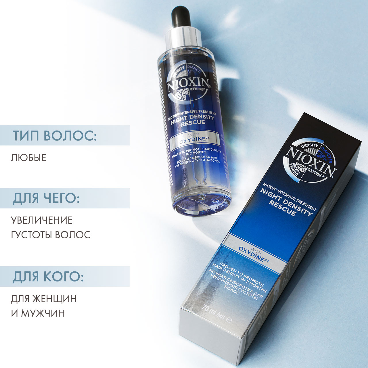 Ниоксин Ночная сыворотка для увеличения густоты волос 70 мл (Nioxin, 3D Интенсивный уход) фото 1