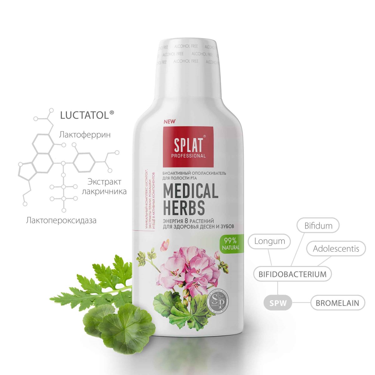 Сплат Антибактериальный ополаскиватель для полости рта Medical Herbs 