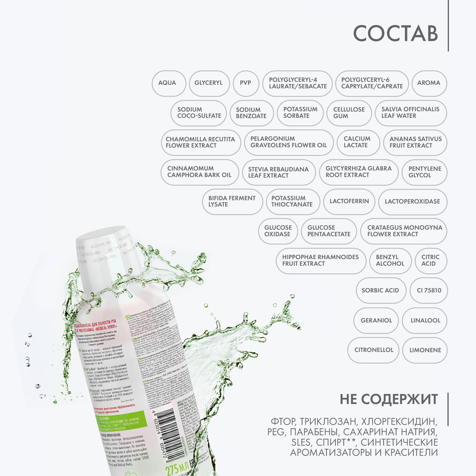Сплат Антибактериальный ополаскиватель для полости рта Medical Herbs 