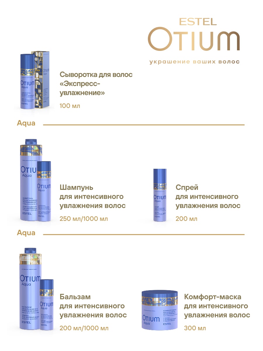 Эстель Спрей для интенсивного увлажнения волос Aqua, 200 мл (Estel, Otium) фото 7