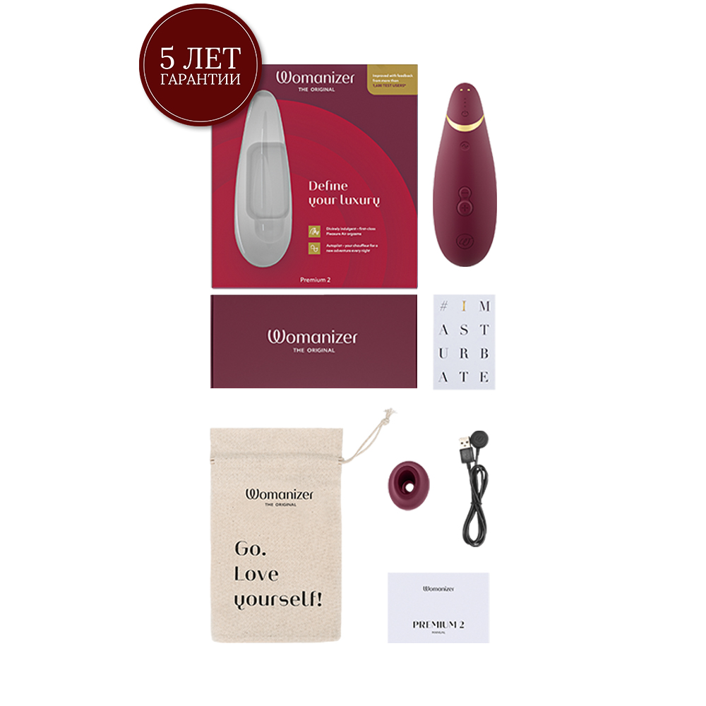 Вуманайзер Бесконтактный клиторальный стимулятор Premium 2, бордовый (Womanizer, Premium) фото 7