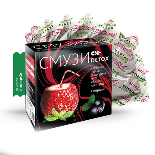  Смузи Detox мята, клубника, чёрная смородина, яблоко 12 гр х 7 пакетиков (Сибирская клетчатка, Смузи Detox) фото 0