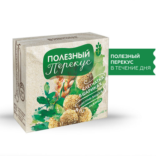  Экструдированный злаковый продукт Полезный Перекус клетчатка в шариках с мятой,20 гр (Сибирская клетчатка, Перекусы) фото 0