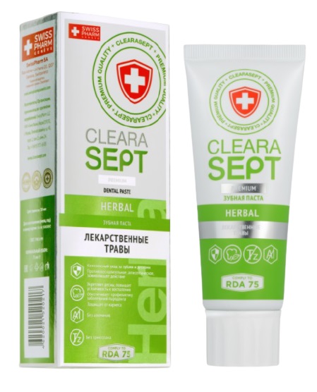 Клерасепт Зубная паста Herbal «Лекарственные травы», 75 мл (Clearasept, Дентальная косметика) фото 0