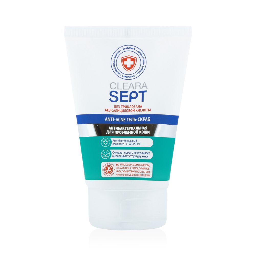 Клерасепт Anti-acne гель-скраб, антибактериальный для проблемной кожи, 100 мл (Clearasept, Для лица) фото 0